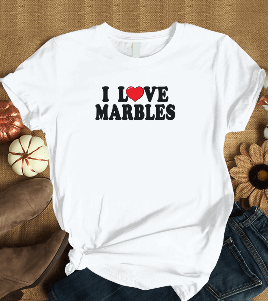 I Love Marbles Heart Typography T-Shirt