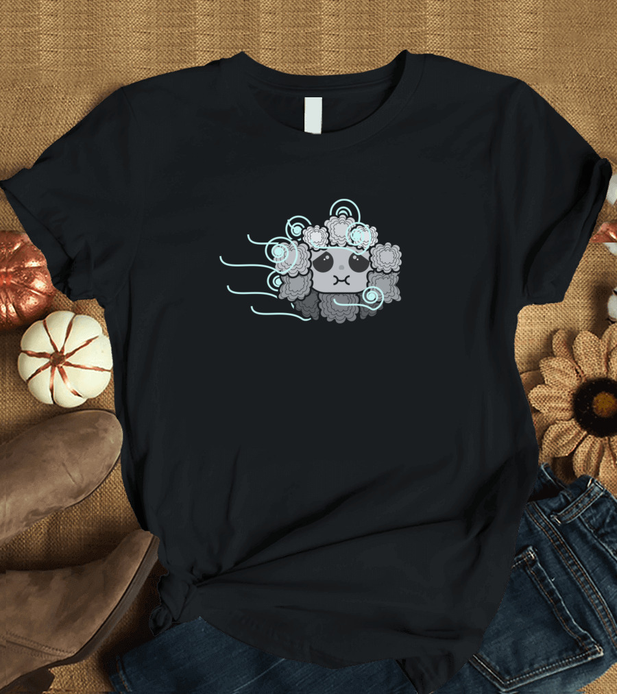 Kawaii Fluffy Little Cloud with Cute Swirls and Big Eyes T-Shirt