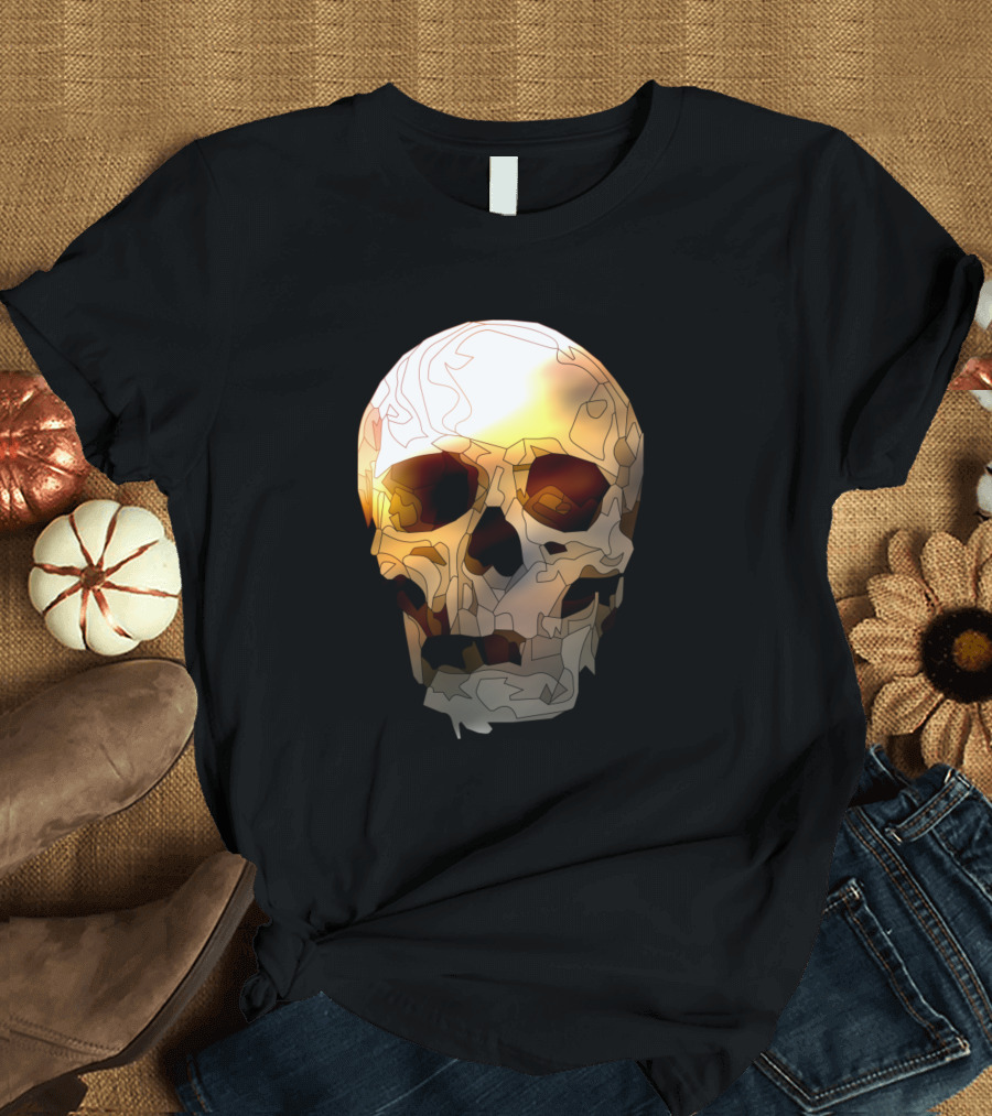 Skull Brown Abstract Shadowed Light Shades T-Shirt