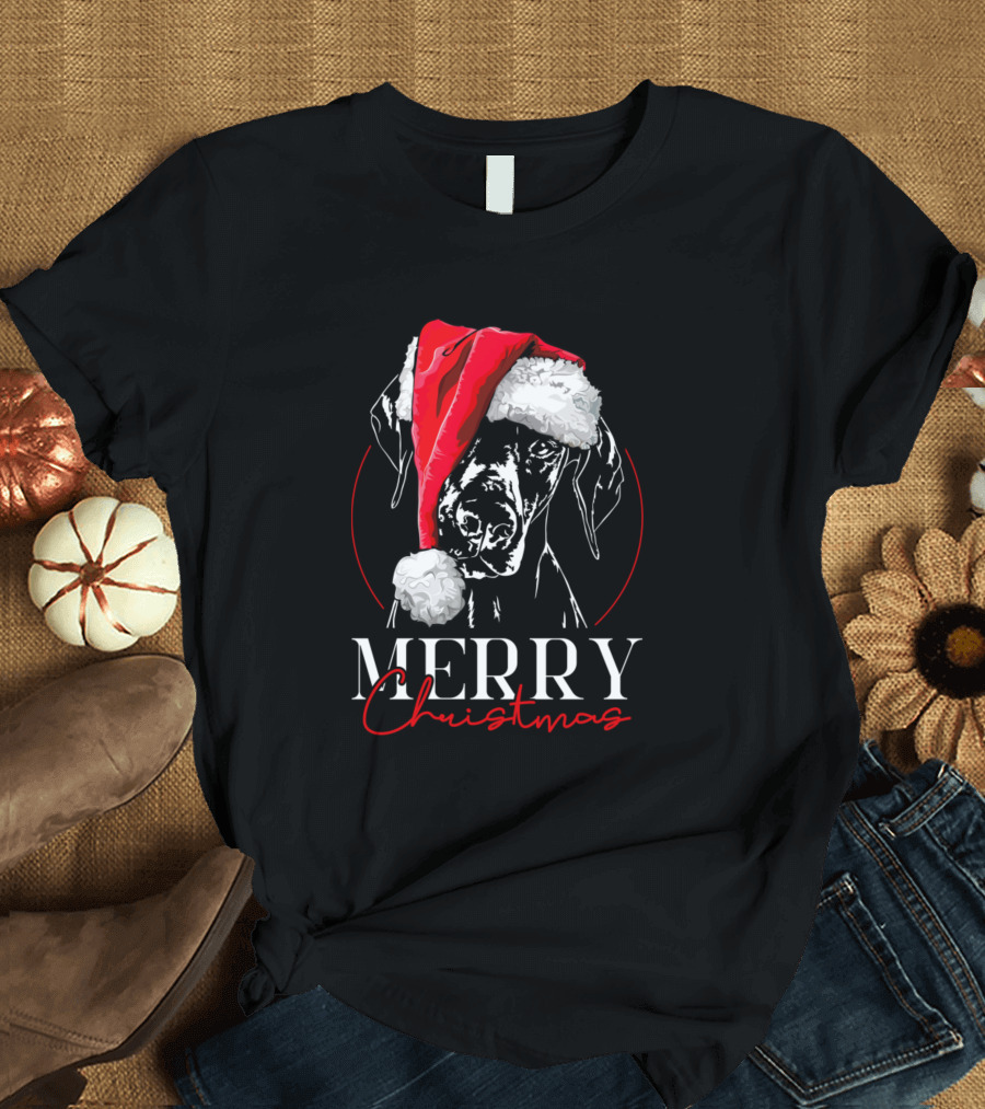 Merry Christmas Funny Doberman Santa Dog T-Shirt