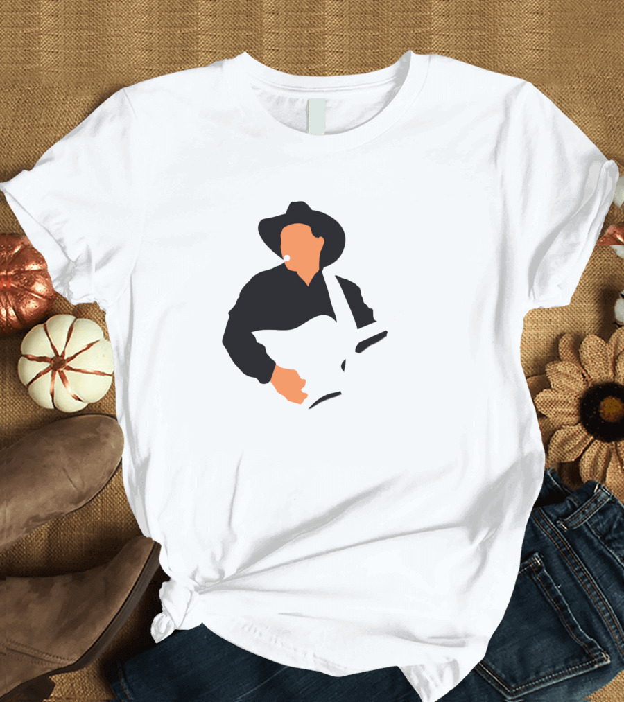 Garth Brooks Cowboy Silhouette Playing Guitar with Hat and Cigarette T-Shirt
