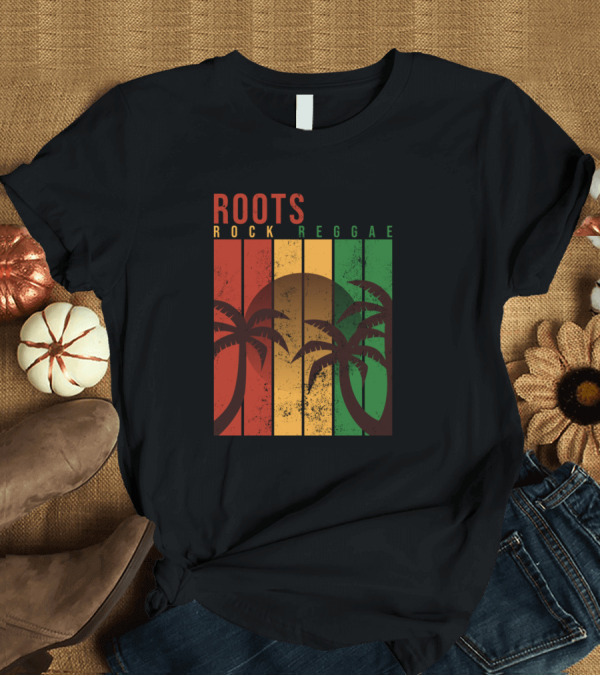 T-Shirt: Roots Rock Reggae Palm Sunset Vintage Jamaican Vibes T-Shirt Roots Rock Reggae Palm Sunset Vintage Jamaican Vibes T-Shirt