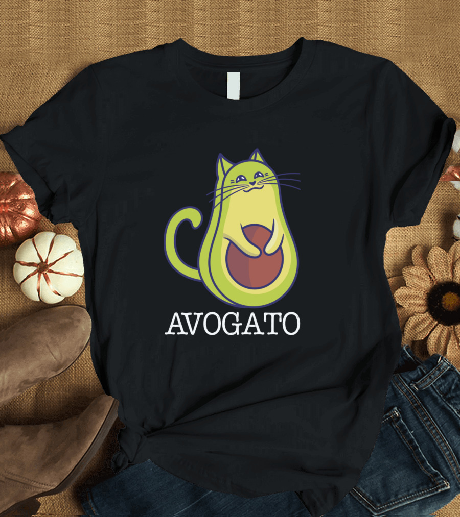 Avogato Funny Avocado Cat Vegan Diet Veganism Fun Cute Whimsical T-Shirt