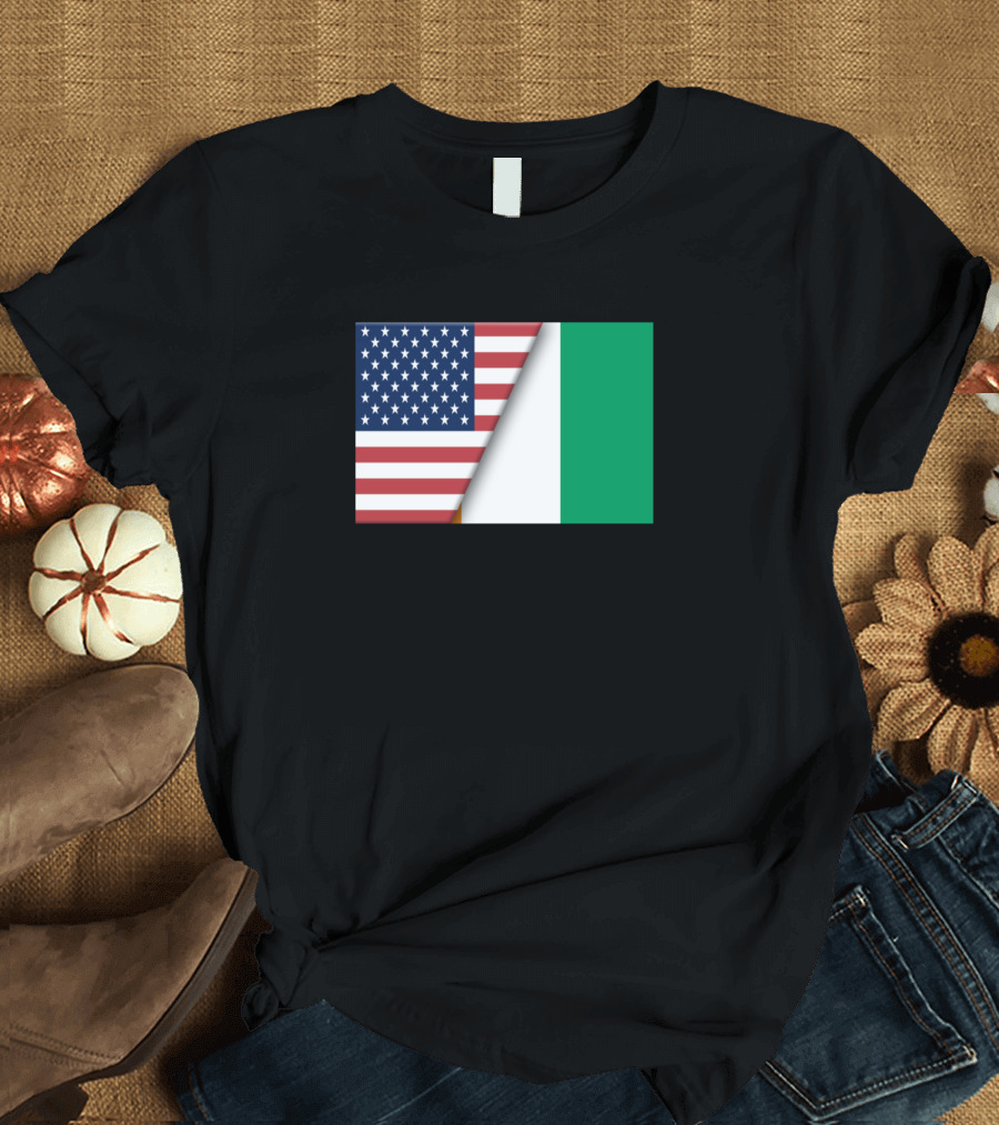 Usa Flag Ivory Coast Immigrant Ancestry Homeland Dual Flags T-Shirt
