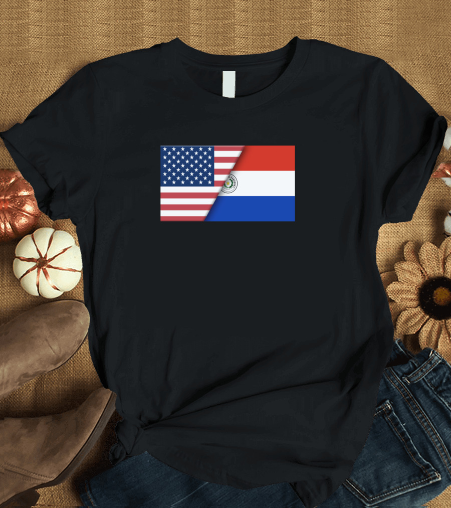Usa Flag Paraguay Paraguayan Flag Immigrant Ancestor Heritage T-Shirt