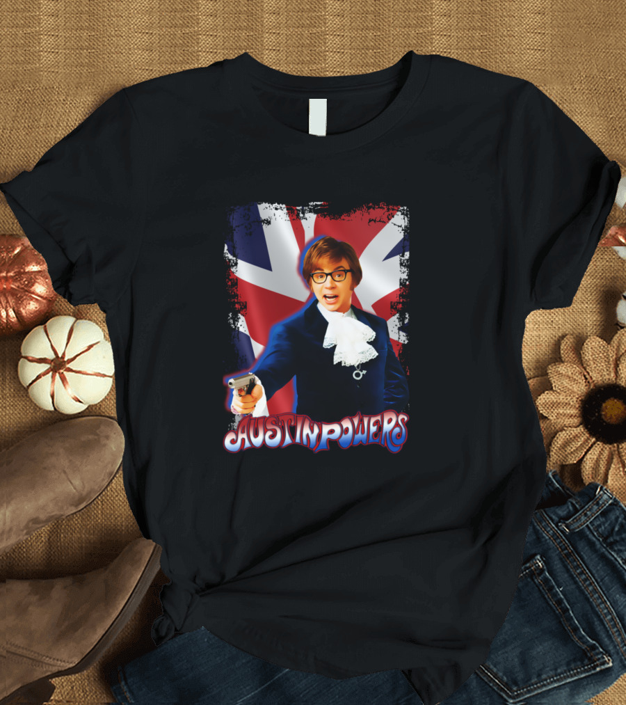 Austin Powers British Flag Gun Pose T-Shirt