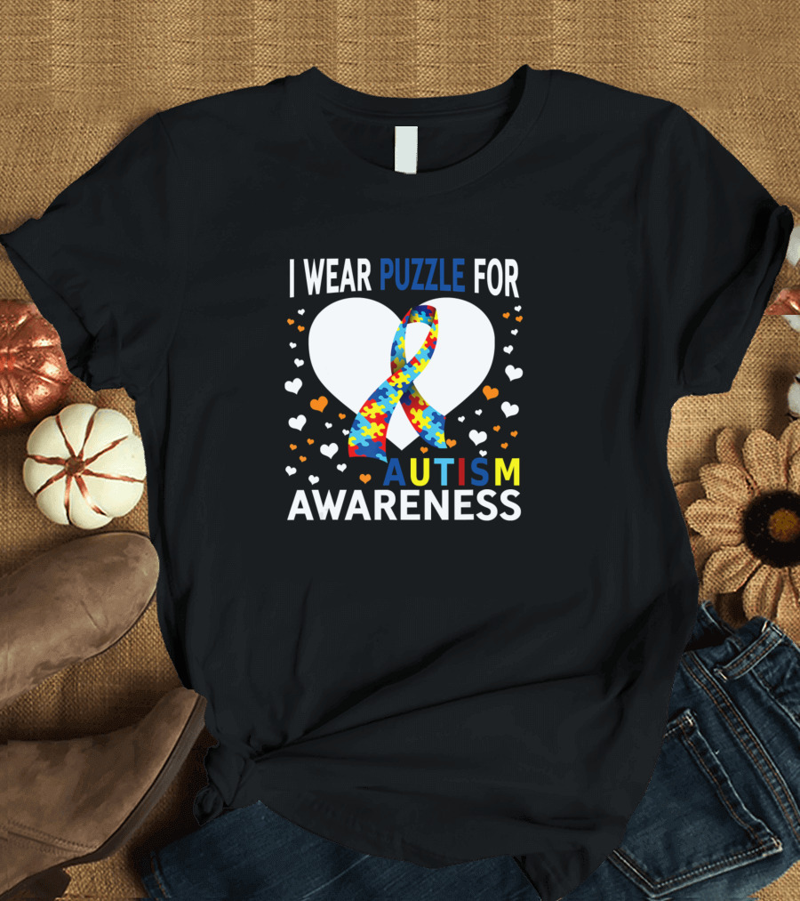 I Wear Puzzle for Autism Awareness T-Shirt