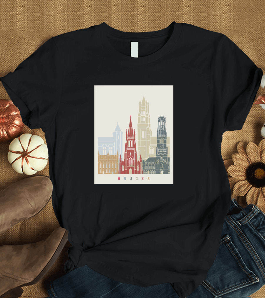 BRUGES Cityscape Architecture Colorful Landmarks T-Shirt
