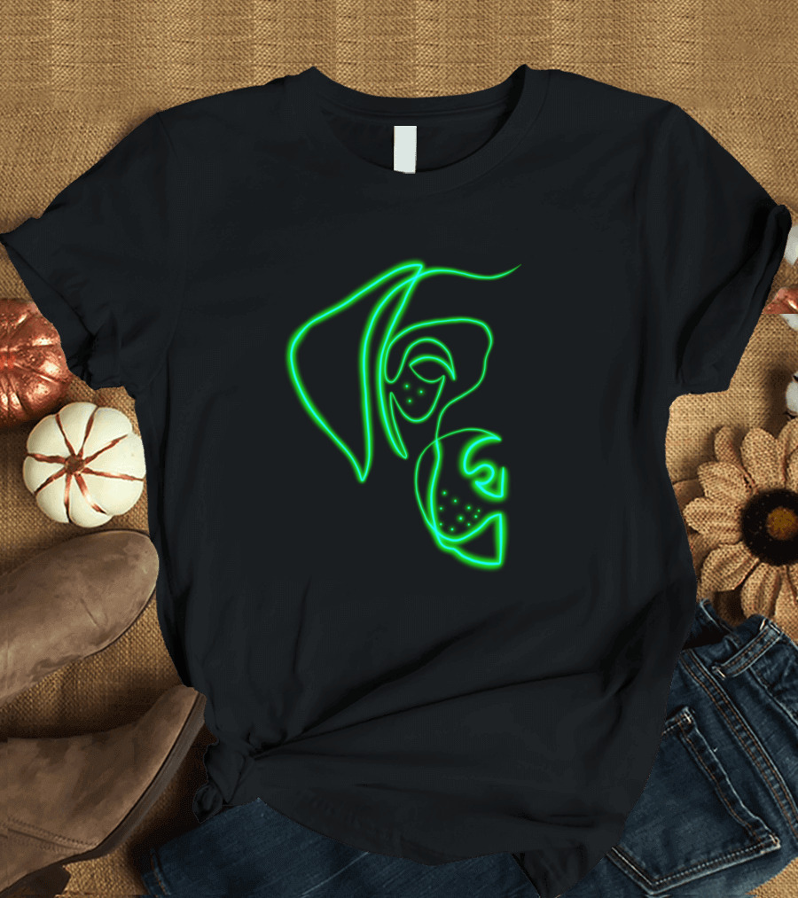 Dog Neon Green Glowing Style Illuminated Outline T-Shirt