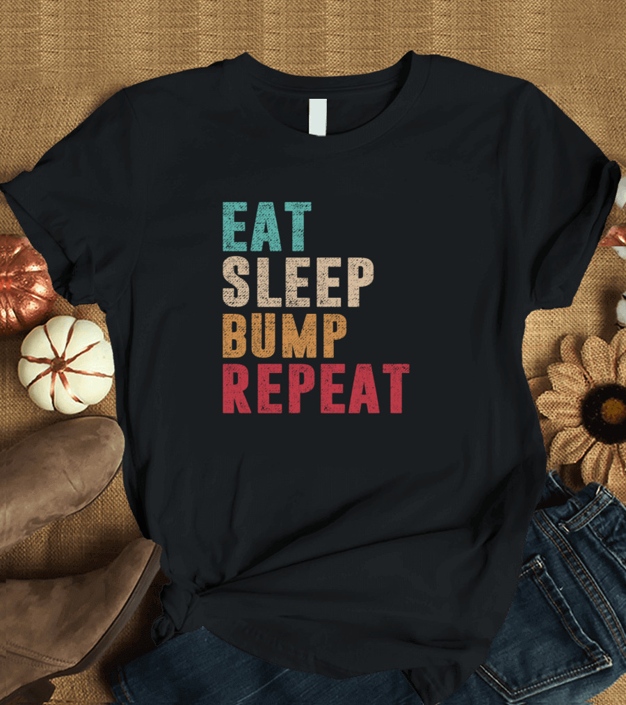Eat Sleep Bump Repeat Retro T-Shirt