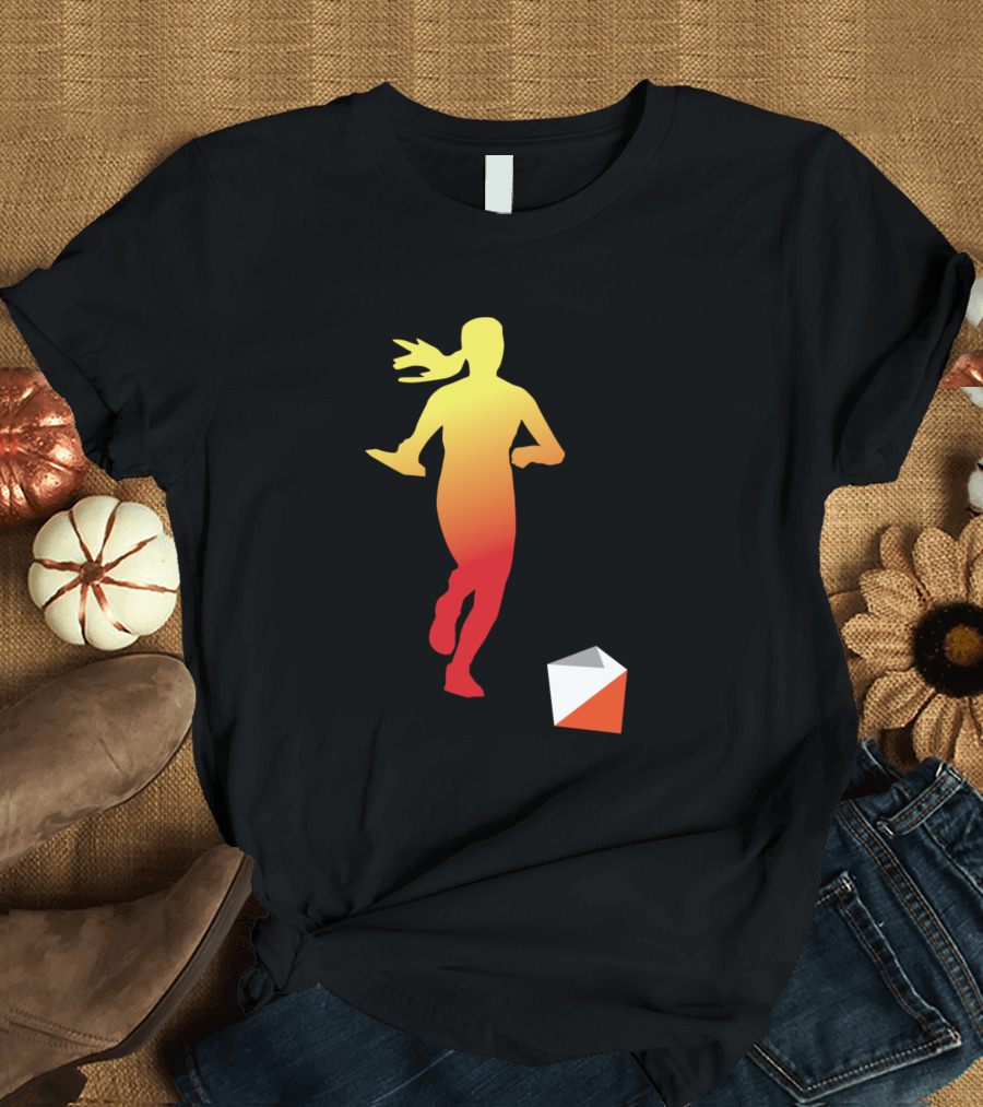 Female Orienteer Running Gradient Silhouette with Control Marker T-Shirt