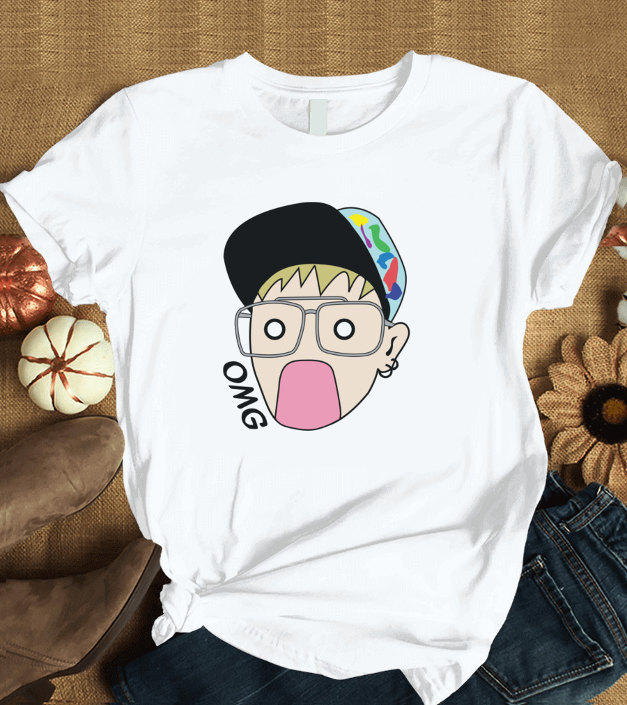 OMG Memote Face with Colorful Cap T-Shirt