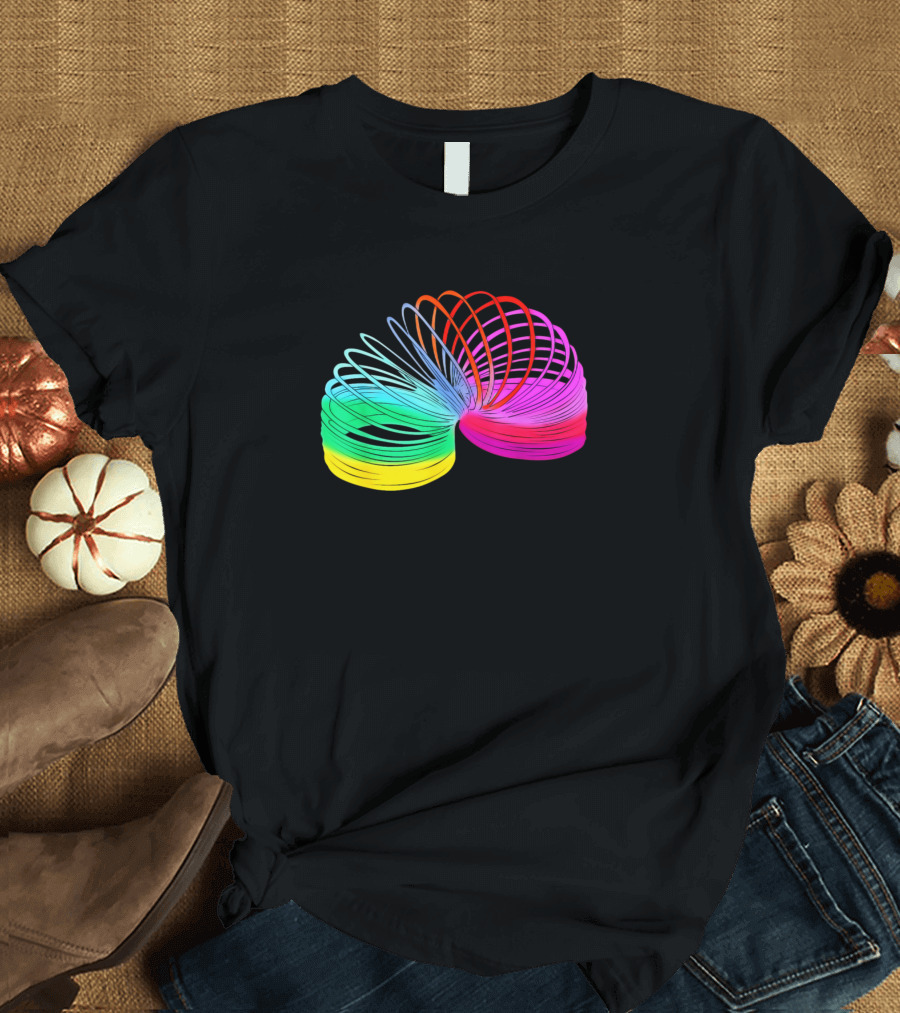 Slinky 90s Toy Neon Rainbow Fashion Costume Attire T-Shirt
