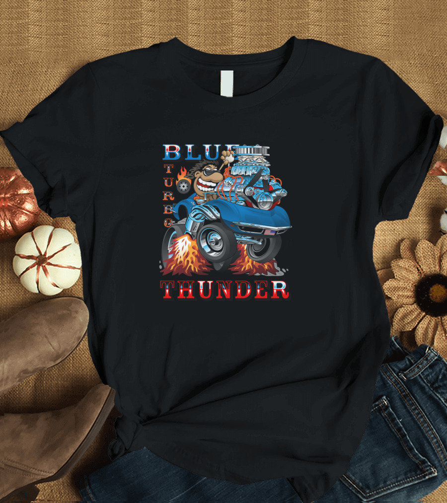 BLUE TURBO THUNDER RACE CAR T-Shirt