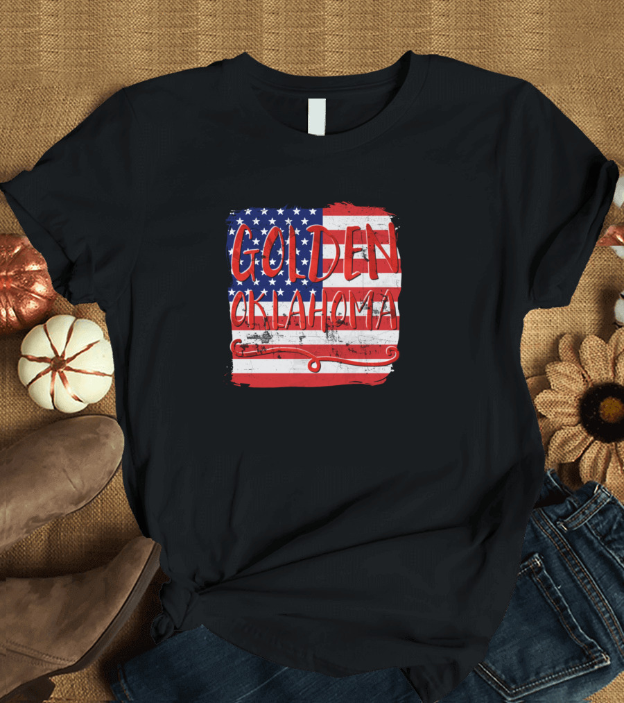 Golden Oklahoma American Flag T-Shirt