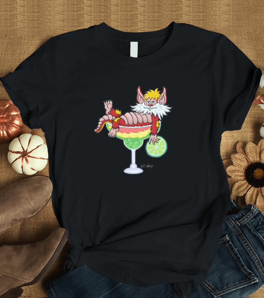 Snarf A Rita Cartoon Character in Margarita Glass with Lime T-Shirt