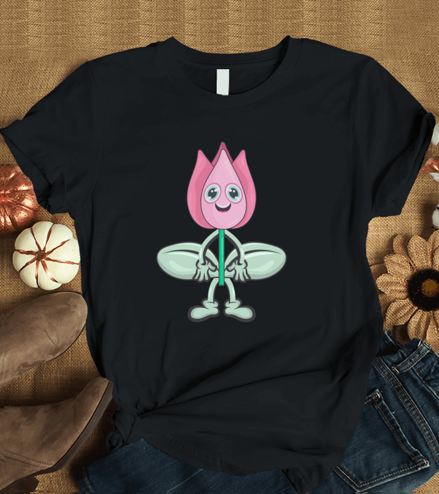 Tulip Face Cartoon Character T-Shirt