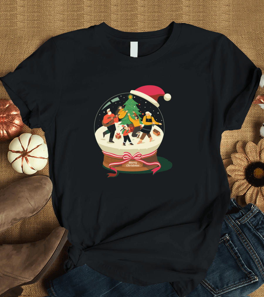 Merry Christmas Dancing Snow Globe T-Shirt