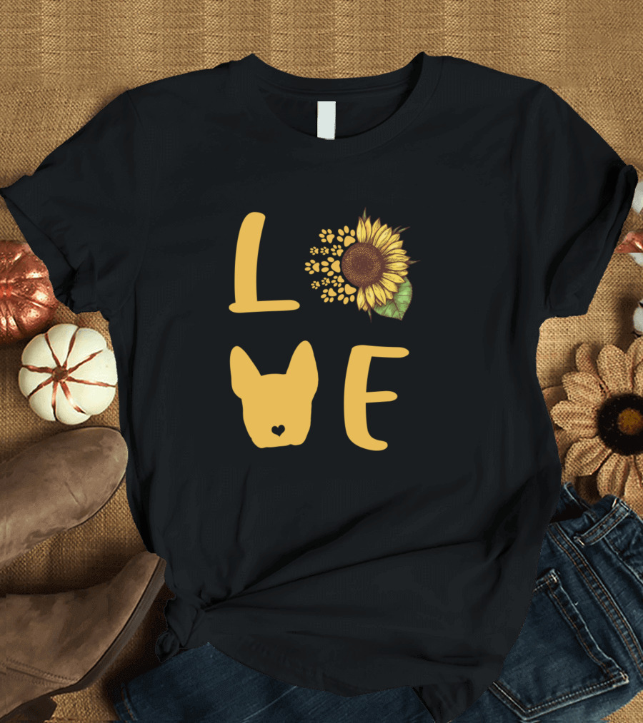 Love Sunflower Boster Terrier T-Shirt