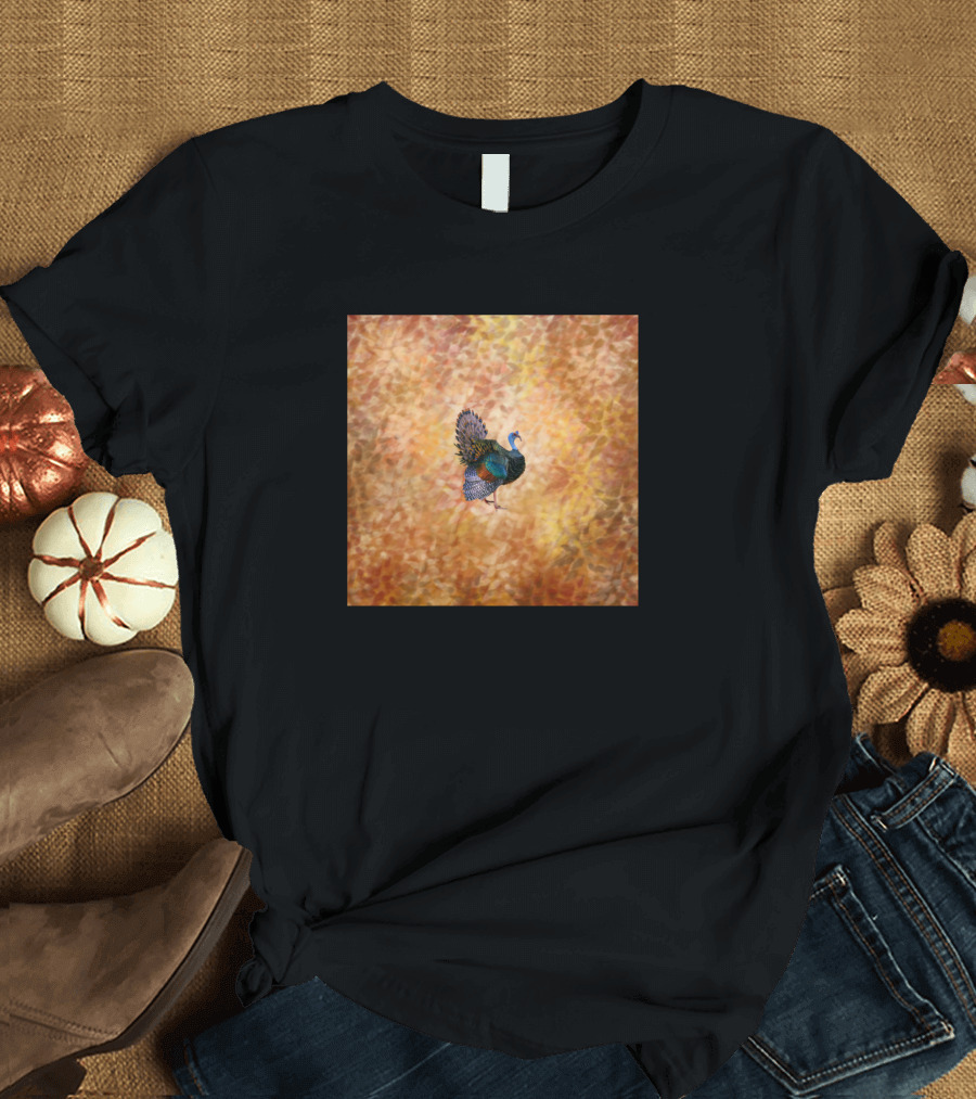 Ocellated Turkey Amidst Vibrant Autumn Foliage T-Shirt