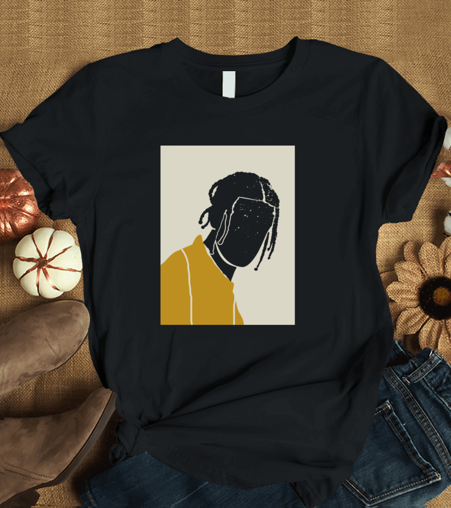 Braids Minimalist Silhouette Art in Yellow and Black T-Shirt