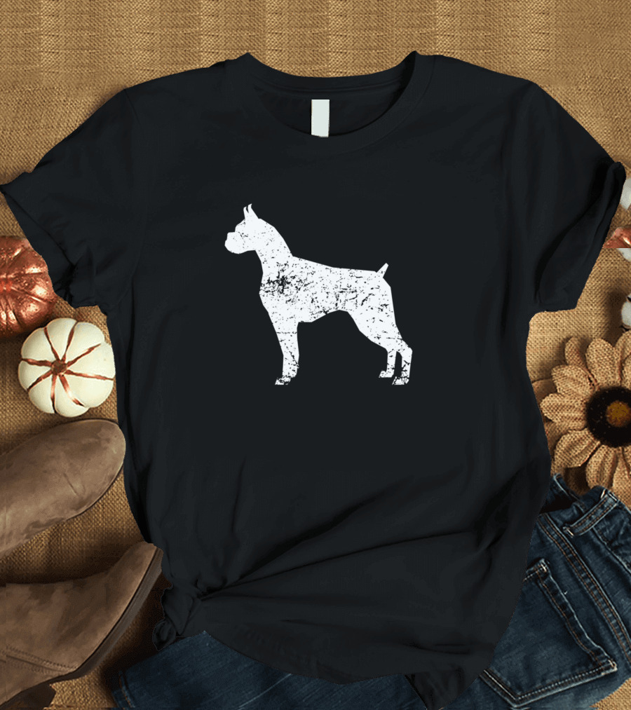 Distressed Boxer Dog Owner Silhouette Graphic T-Shirt
