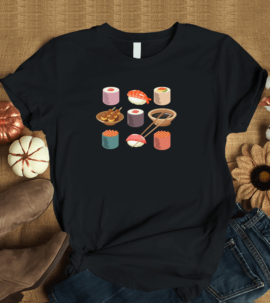 Japanese Sushi Nigiri and Chopsticks Rolls T-Shirt