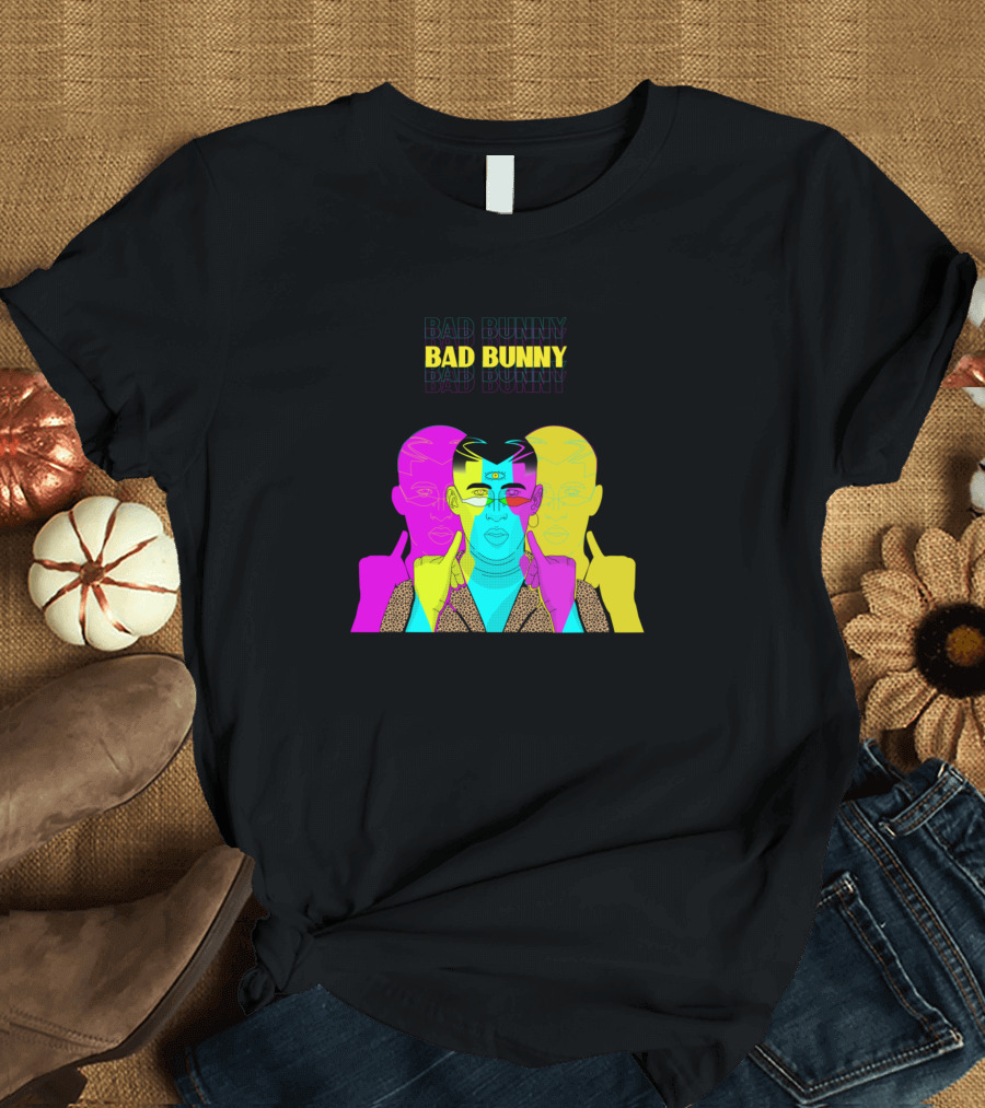 Bad Bunny Si Dios Lo Permite Psychedelic Neon T-Shirt