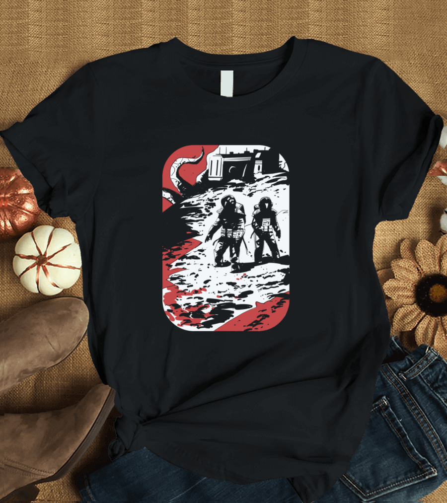 Space Search Astronauts on Alien Terrain T-Shirt