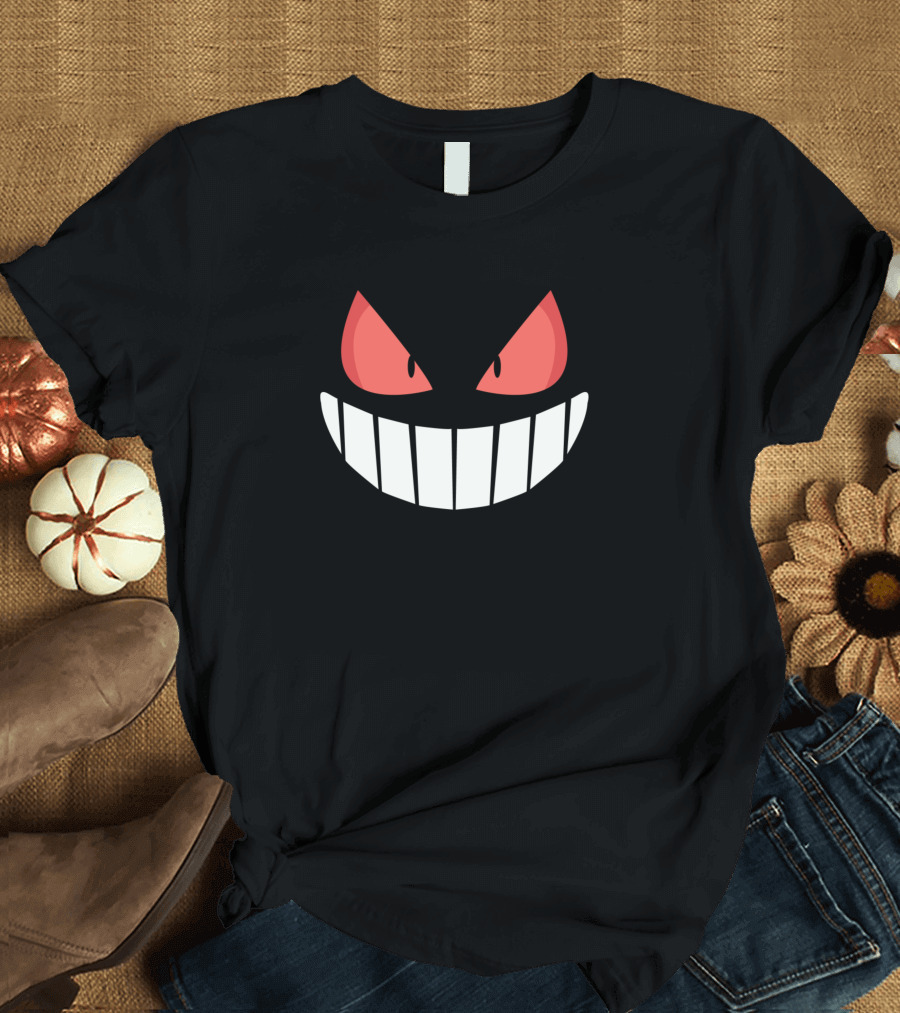 Grinning Cute Monster Face with Red Eyes T-Shirt