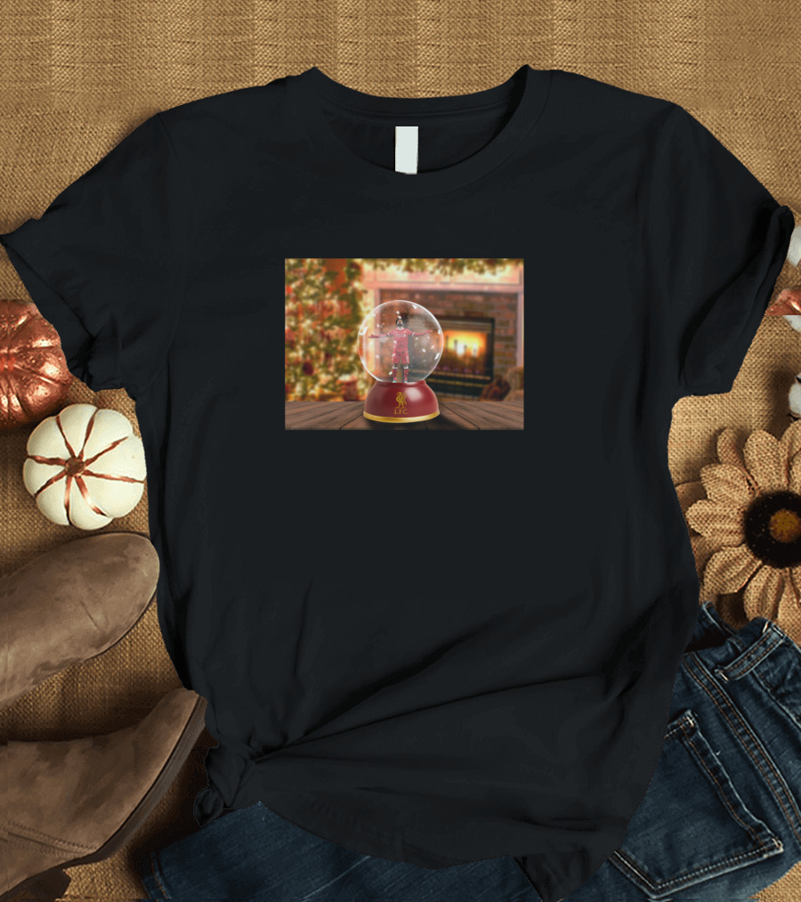 Mo Salah LFC Snow Globe Christmas Scene T-Shirt