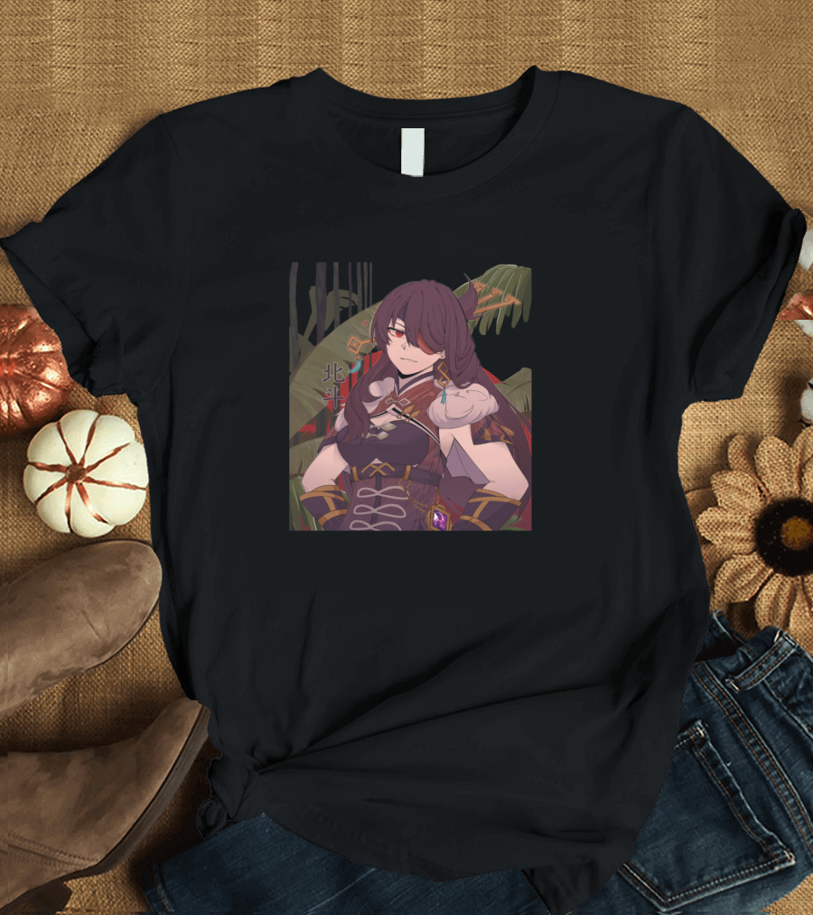 Beidou Genshin Impact Character Art with Chinese Characters T-Shirt