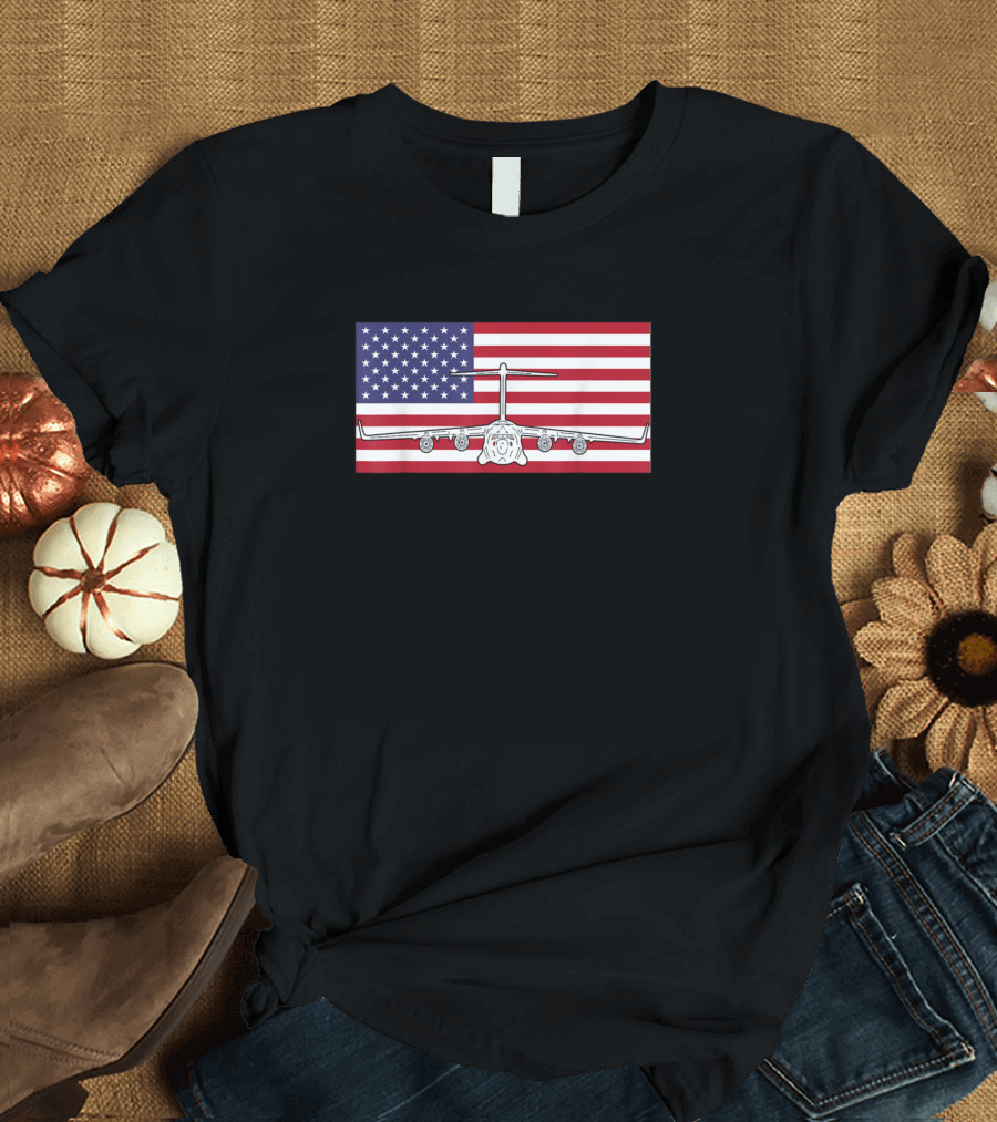 C17 Globemaster Pilot American Flag Aviation Humor T-Shirt