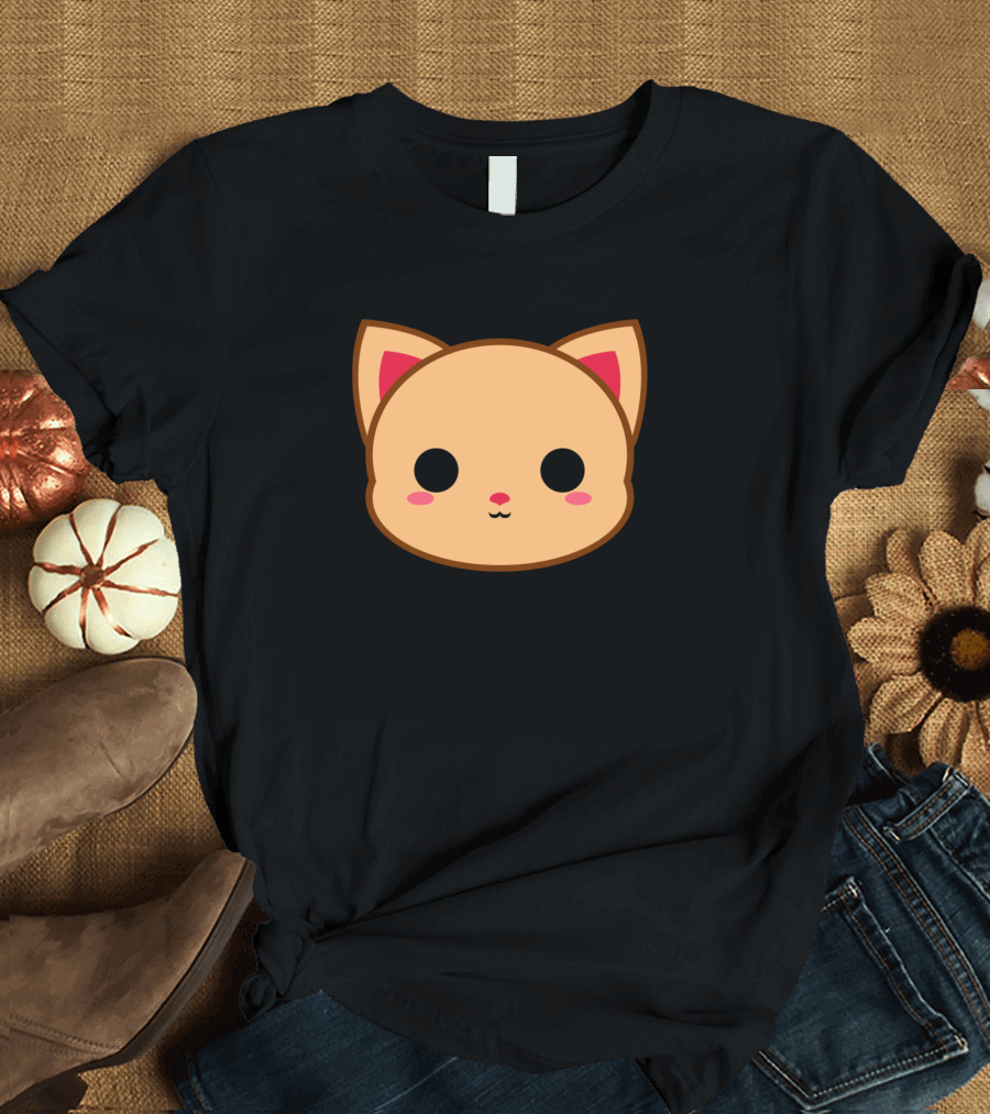 Cute Orange British Short Hair Cat Face with Pink Cheeks and Ears T-Shirt