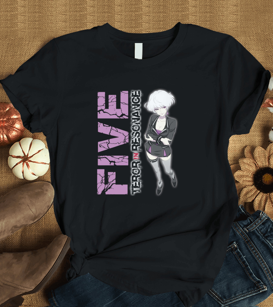 FIVE in Terror in Resonance Anime Character and Text T-Shirt