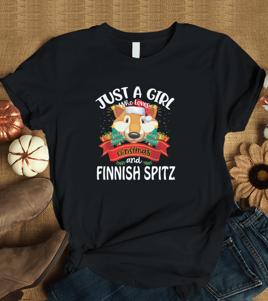 Just A Girl Who Loves Christmas and Finnish Spitz T-Shirt