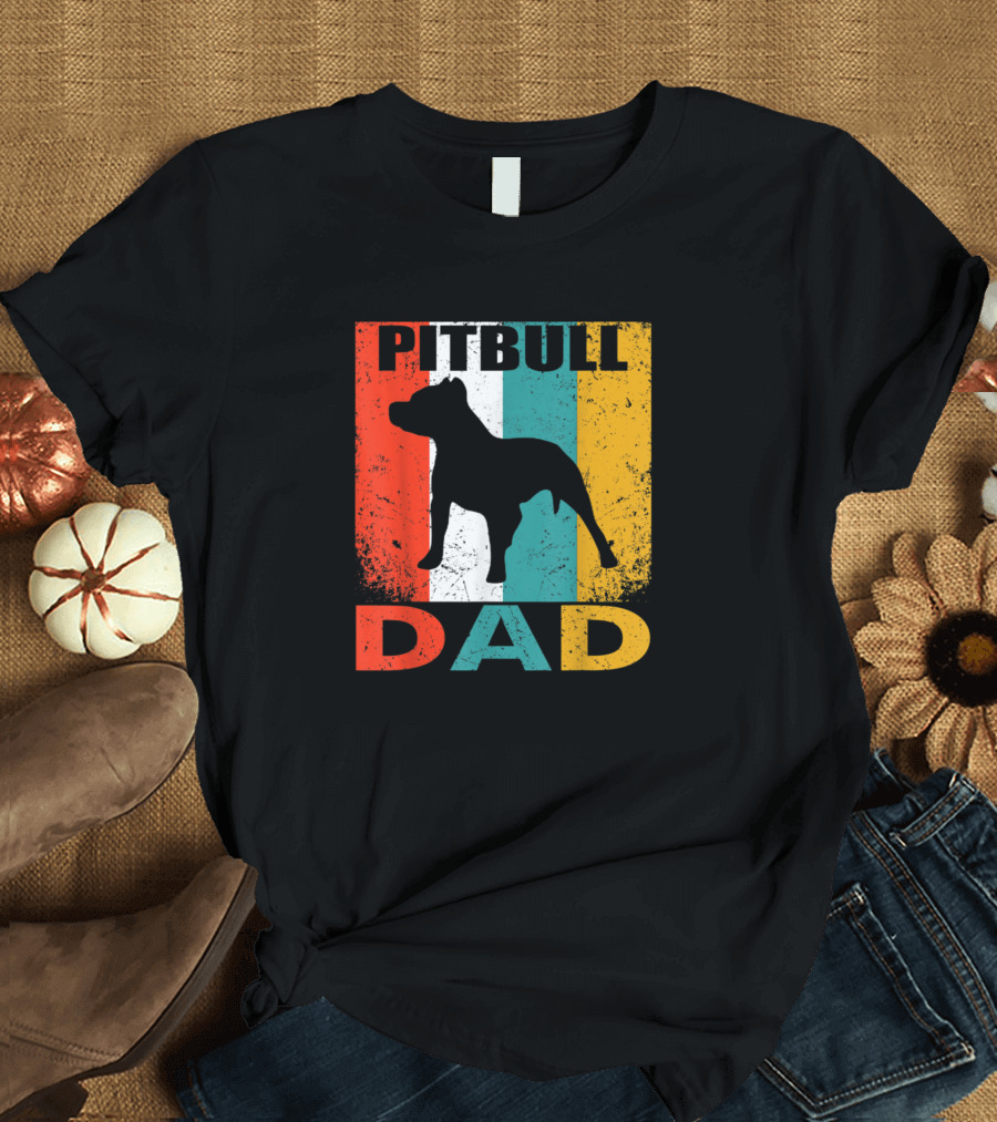 Pit Bull Dad Mens Vintage Dog Lovers For Best Pit T-Shirt
