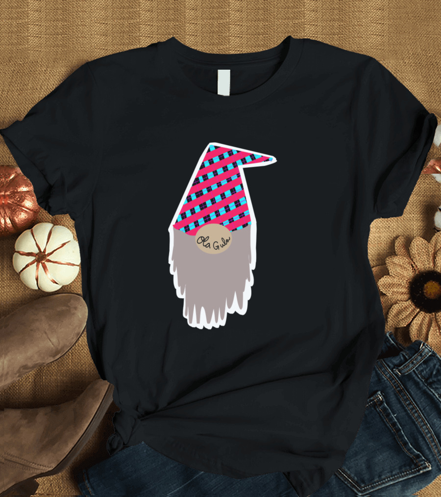 Ola Gula Pink Plaid Gnome Hat Bearded T-Shirt