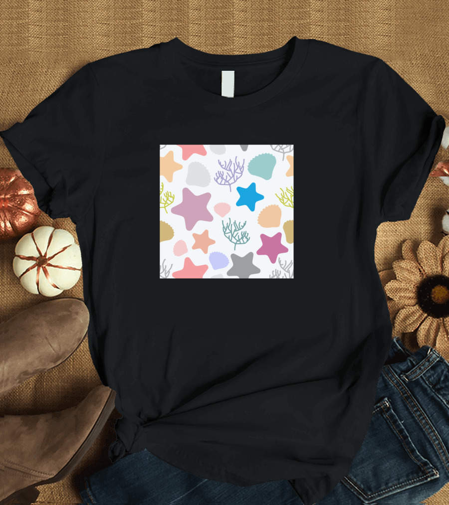 Starfish Shell Coral Beach T-Shirt