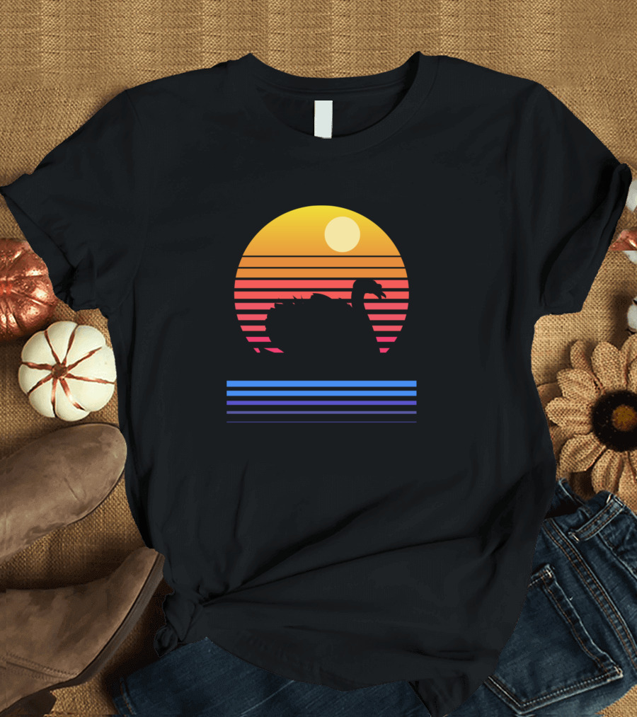 Sunset Cute Swan Retro Vintage T-Shirt