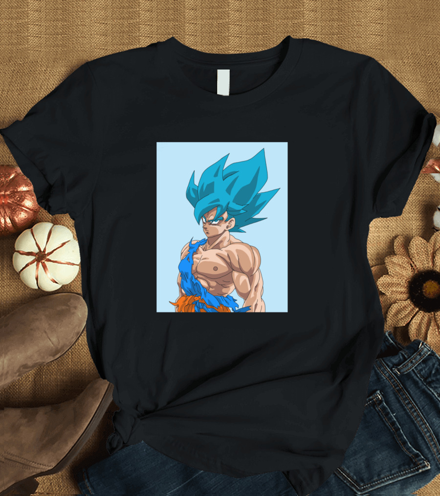 Super Saiyan Blue Goku Powerful Anime Warrior Transformation T-Shirt