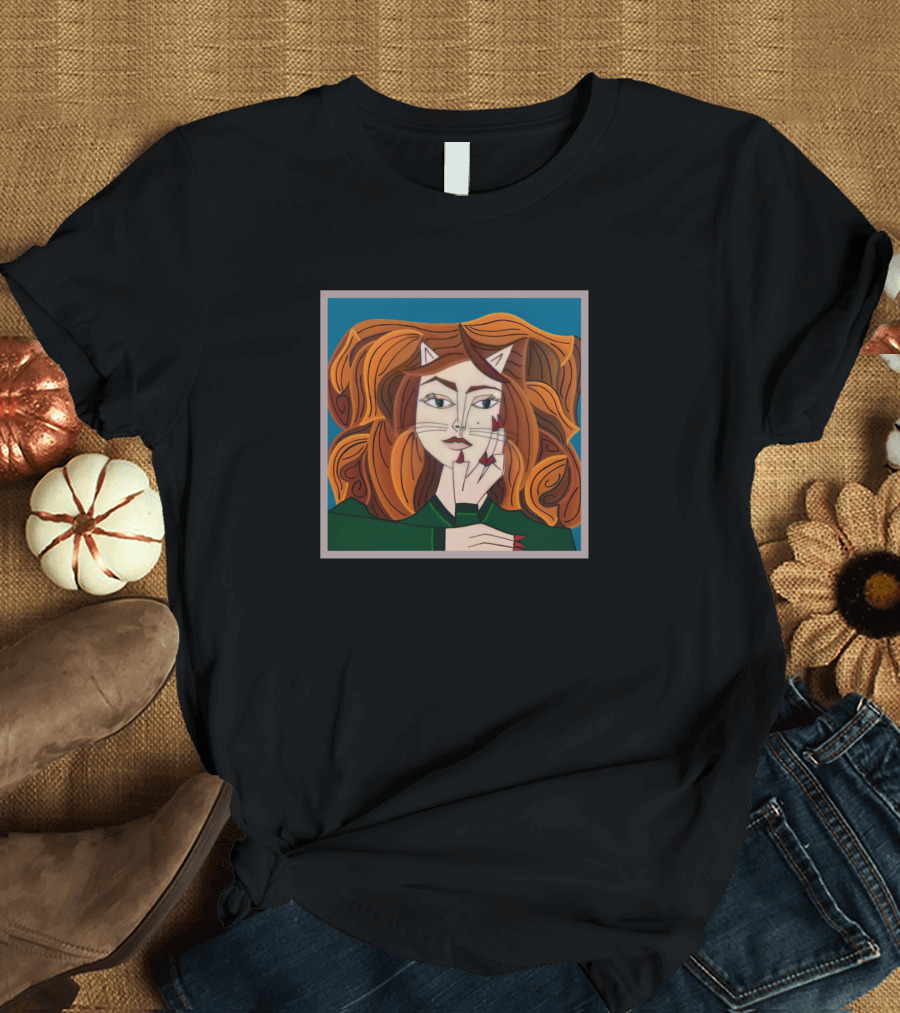 Abstract Cat Lady Be Sadness Geometric T-Shirt