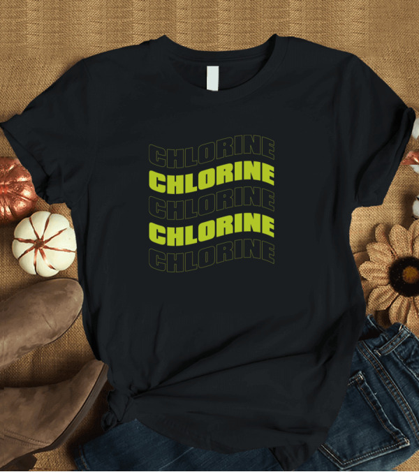 T-Shirt: Chlorine Repeated Bold Wave Effect T-Shirt Chlorine Repeated Bold Wave Effect T-Shirt