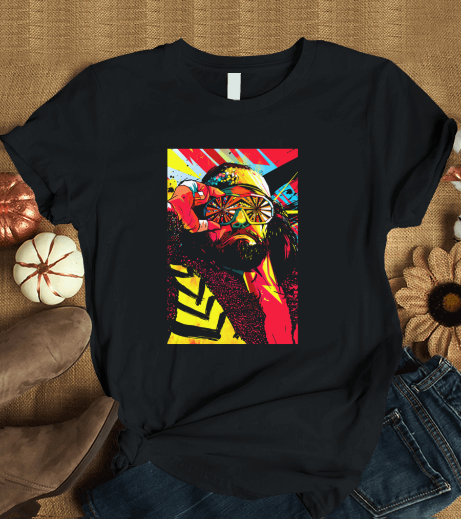 Cream Of The Crop Retro Wrestling Legend Art with Vibrant Colors and Iconic Sunglasses T-Shirt