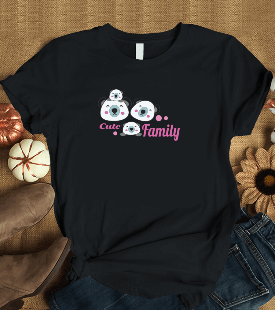 Cute Family Polar Bears Playful T-Shirt