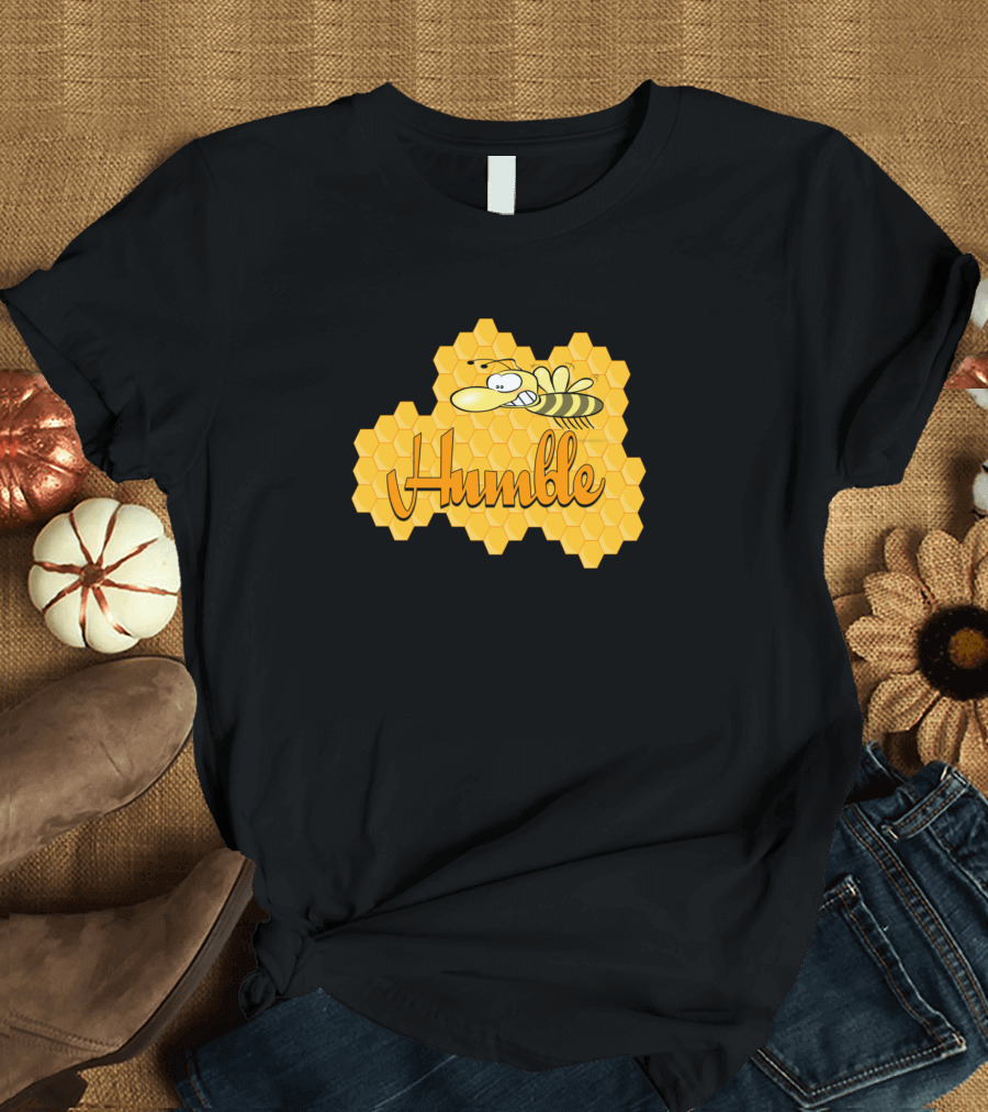 Humble Bee Honeycomb Illustration with Cartoon Bee T-Shirt