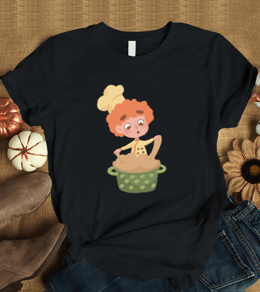 Little Baker With Dough in Polka Dot Pot T-Shirt
