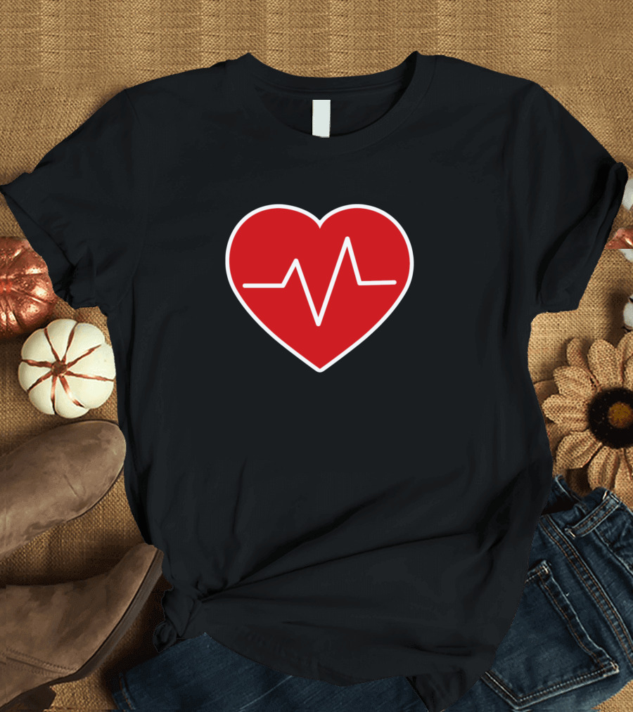 My Heart Beats with Red Heartbeat T-Shirt
