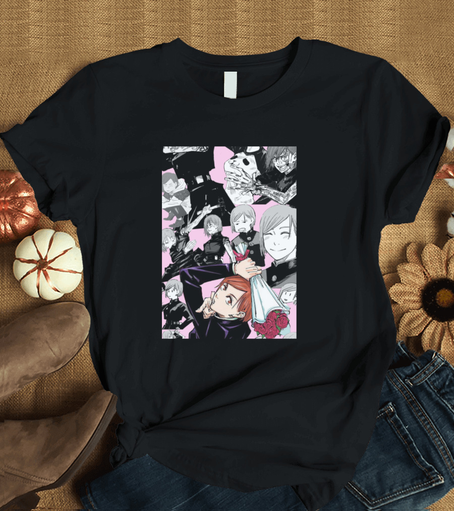 Sassy Nobara Manga Collage Style with Roses and Expressions T-Shirt