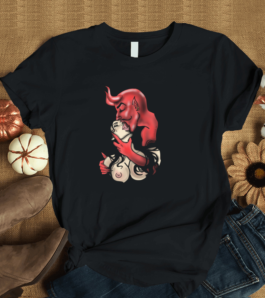 Temptation Devil and Woman Embrace T-Shirt